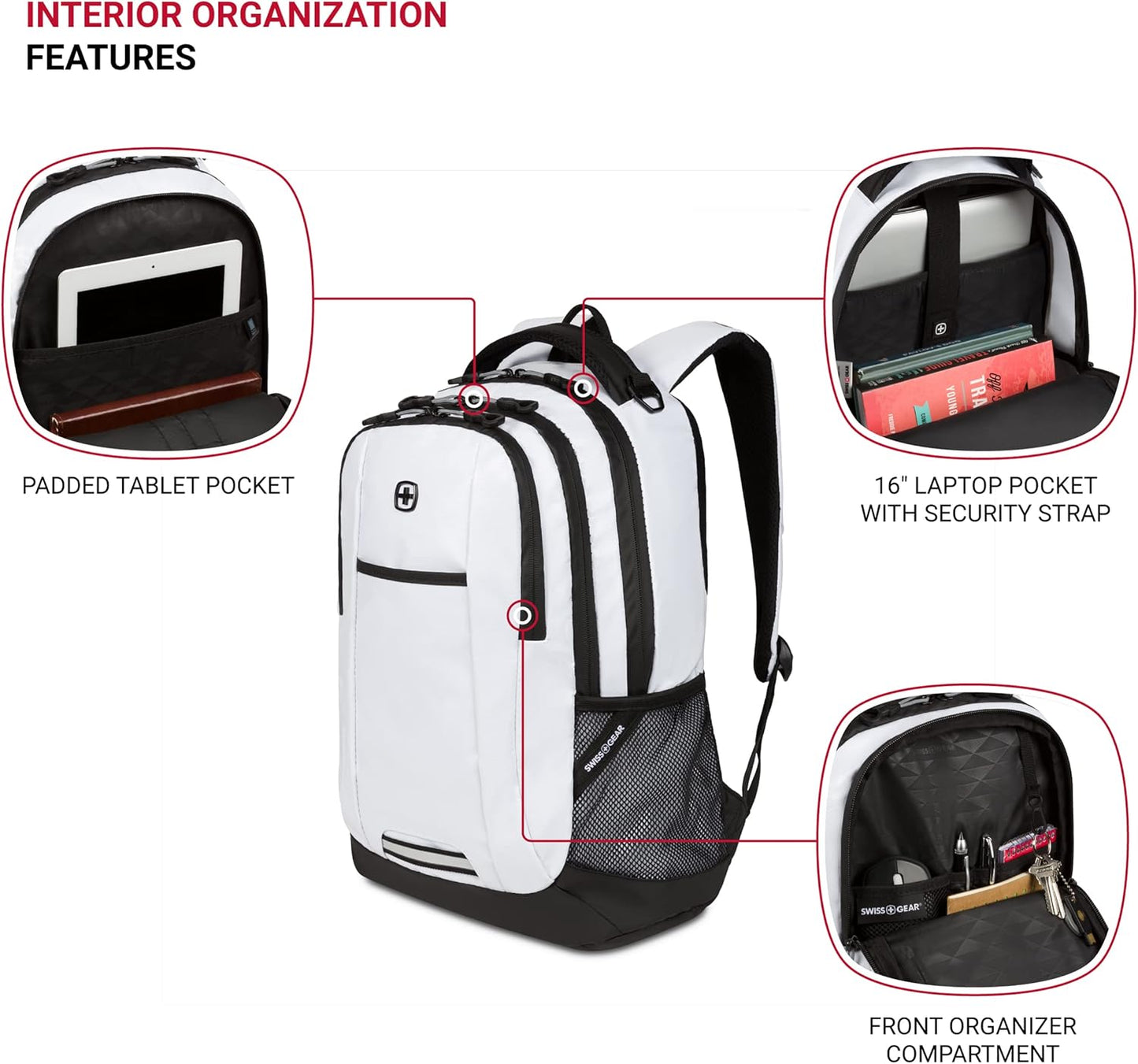 SwissGear Cecil 5505 Laptop Backpack, White, 18-Inch