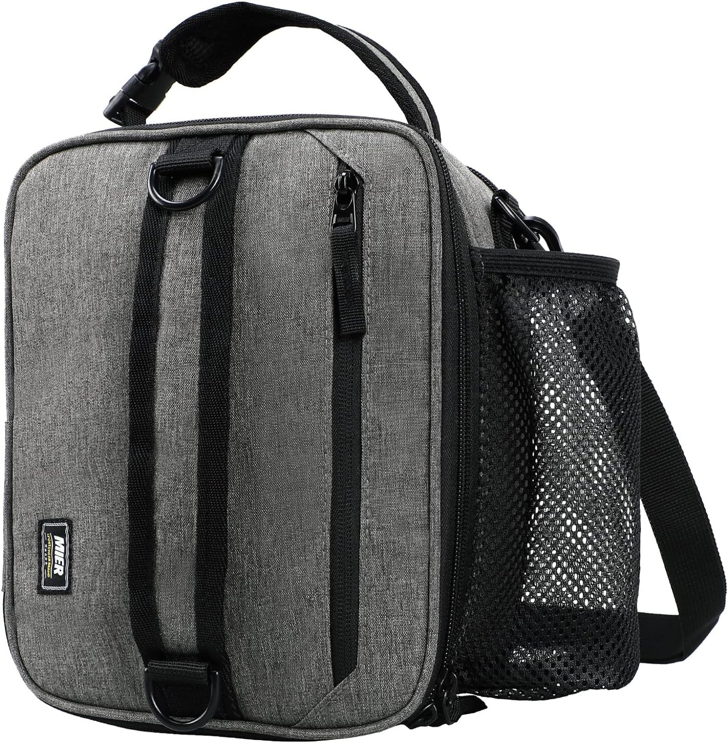 MIER Expandable Lunch Bag Insulated Lunch Box for Men to Work Travel Portable Lunchbox Bags with Shoulder Strap and Water Bottle Holder, Grey