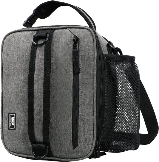 MIER Expandable Lunch Bag Insulated Lunch Box for Men to Work Travel Portable Lunchbox Bags with Shoulder Strap and Water Bottle Holder, Grey