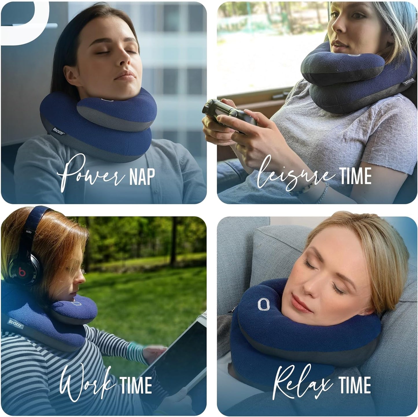 BCOZZY Travel Neck Pillow for Airplane – Patented Double Support for Head, Neck, and Chin. Best for Long Flights, Plane Sleeping & Car Rides. Adjustable Size. Fully Washable. Carry Bag. X-Large, Black