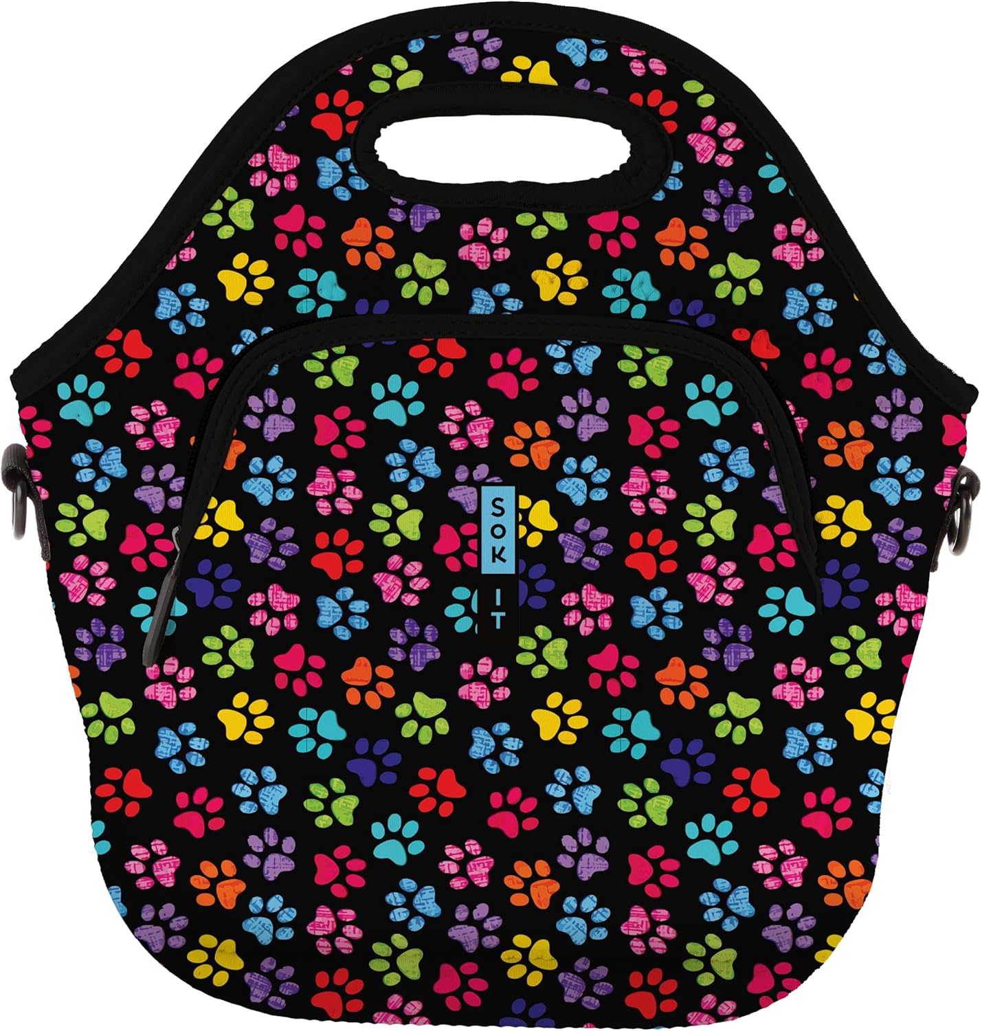 Sok It LunchTote Zippered Bag Insulated Neoprene Caddy (Pawsitive Vibes, X-Large 6.5 Quart Lunch Tote)