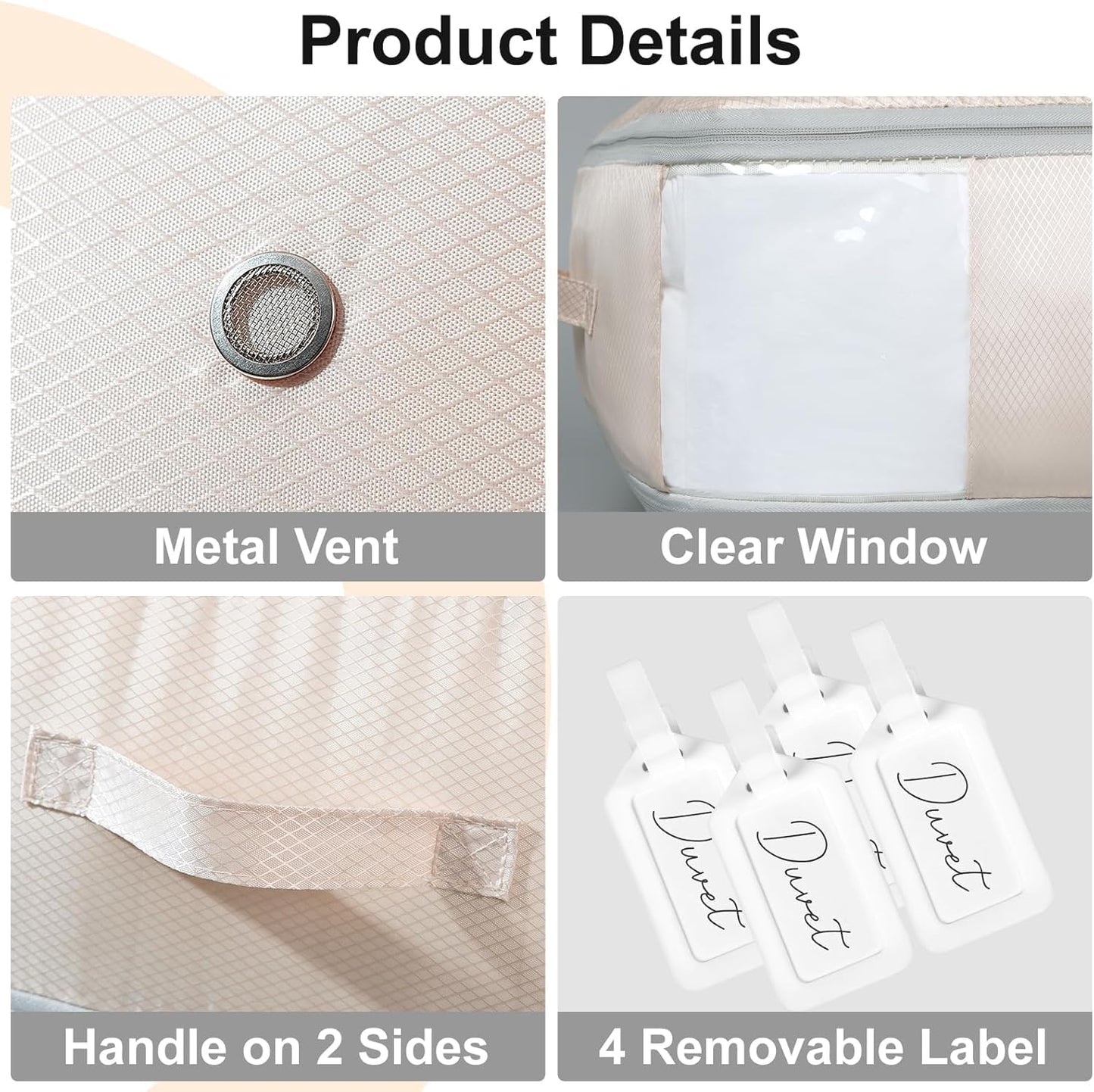 DIMJ Comforter Storage Bag - Large Capacity Ultra Space Saving Self Compression Organize for Duvet, Pillow, Bedding, Blanket Storage Organizer Nylon Compression Bags