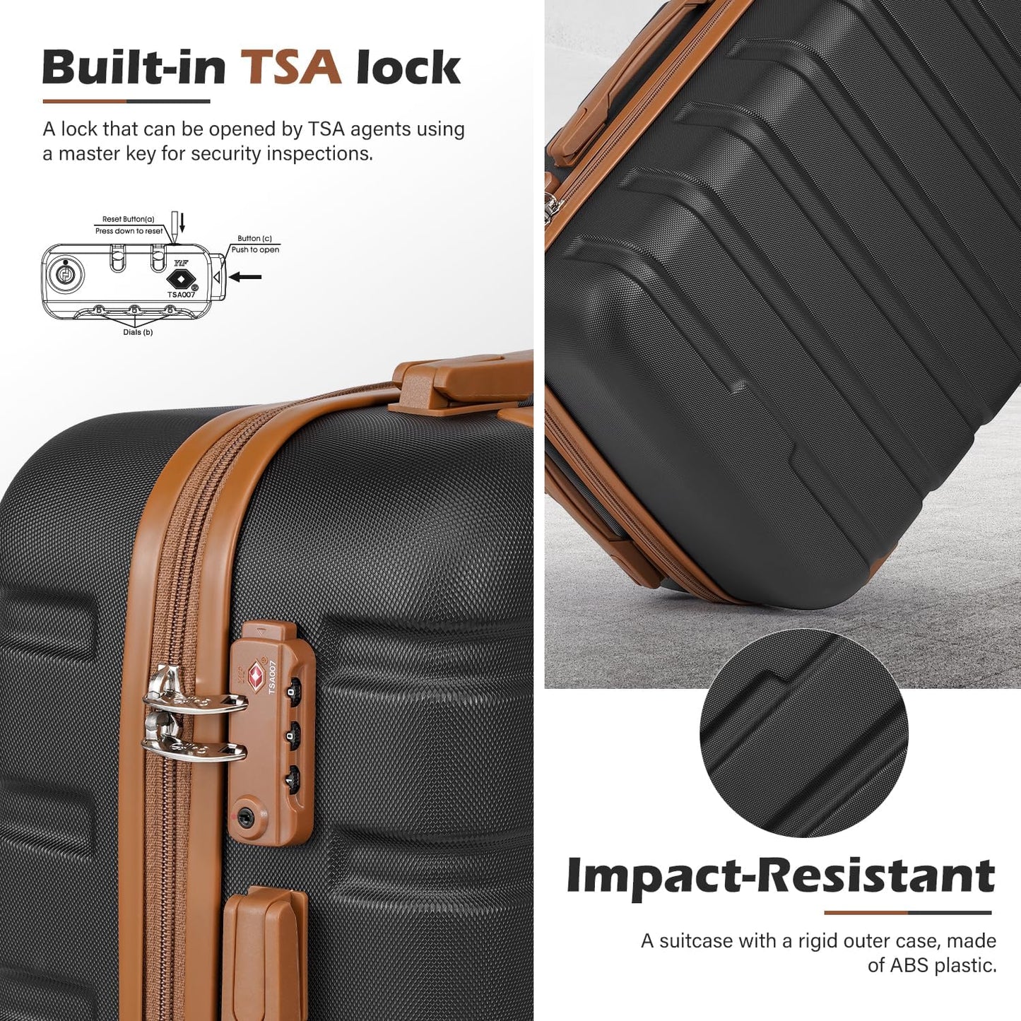 Coolife Luggage 4 Piece Set Suitcase Spinner Hardshell Lightweight TSA Lock (Family Set-Sky Blue)