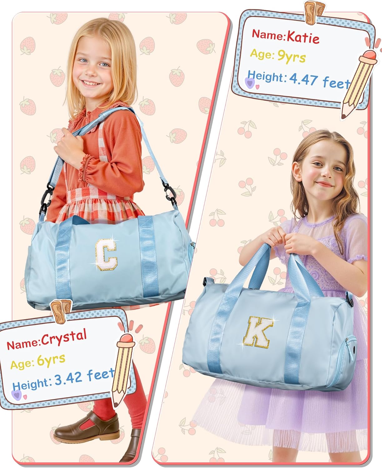 Easter Gifts for Kids-Girl Gym Bag with Shoe Compartment, Kid Personalized Weekender Overnight Bags, Initial Travel Tote with Makeup Pouch, Valentines Day Gift for Girls (Letter R)