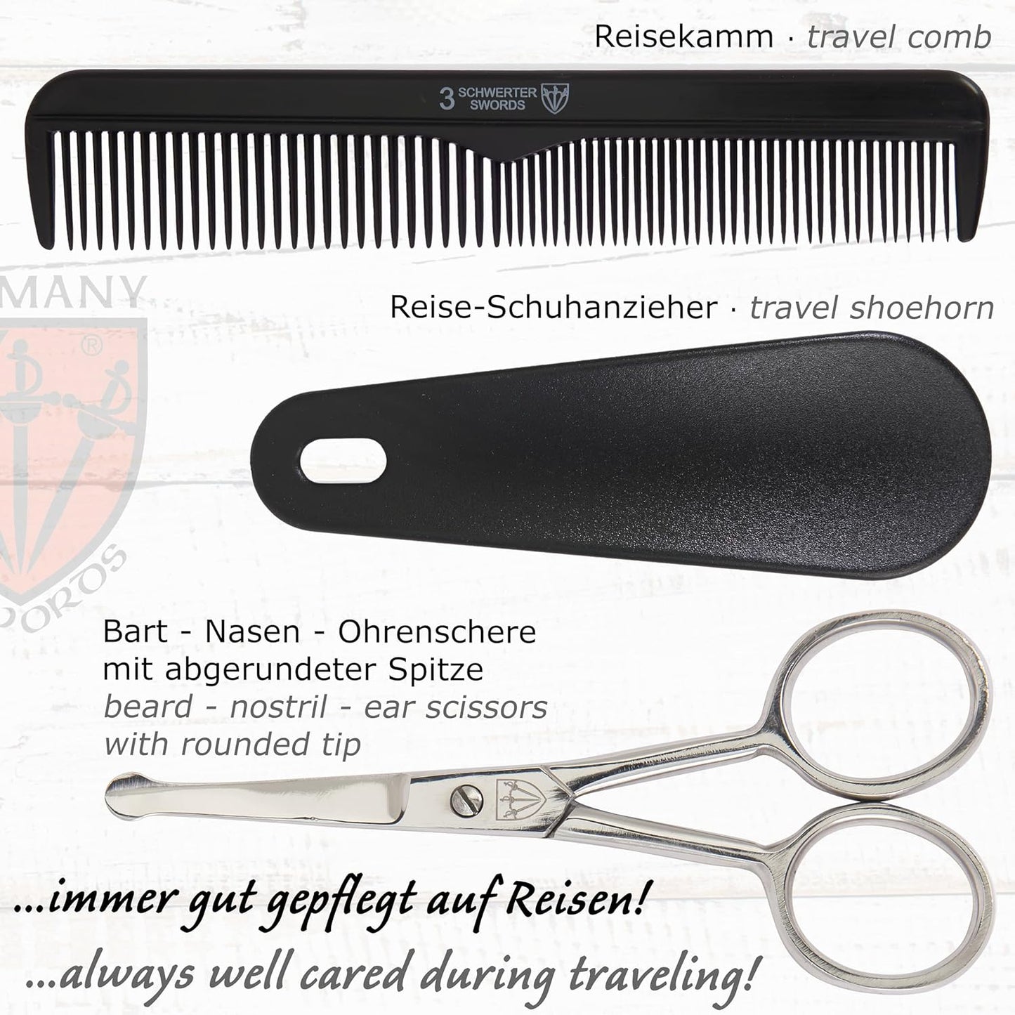 3 Swords Germany - brand quality 10 piece manicure pedicure grooming kit set fashion leather case in gift box, travel setMade by 3 Swords