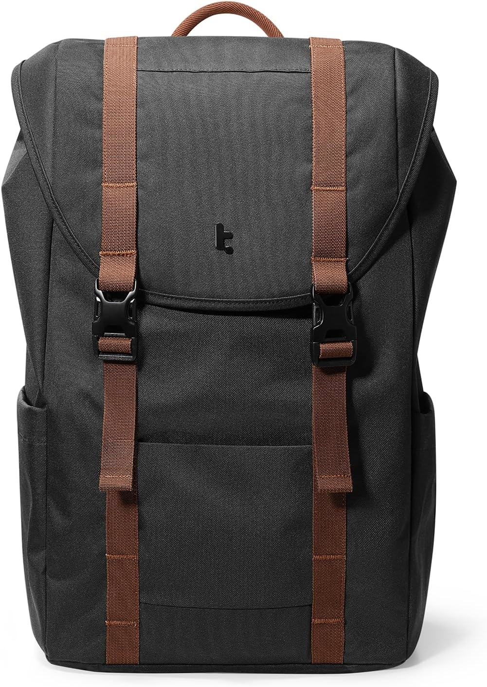 tomtoc Flap Laptop Backpack, Lightweight, Water-Resistant Casual Daypack, Durable Work-pack, Vintage Classic Rucksack for 13-15.6 Inch Laptop, perfect for Campus, Street, 22L Black