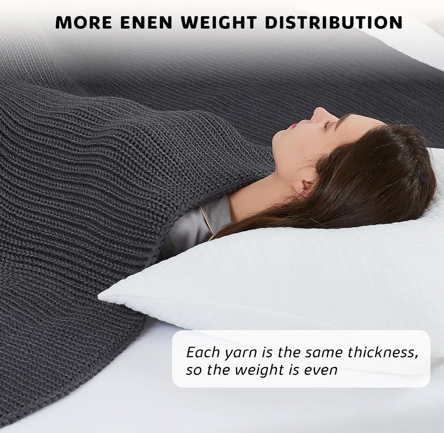 L'AGRATY Knitted Weighted Blanket - 48"x72" 12lbs Cooling Chunky Knit Heavy Blanket for Adults Braided Crochet Throw Thick Cable Yarn Knit Decorative No Beads Evenly Weighted Machine Washable