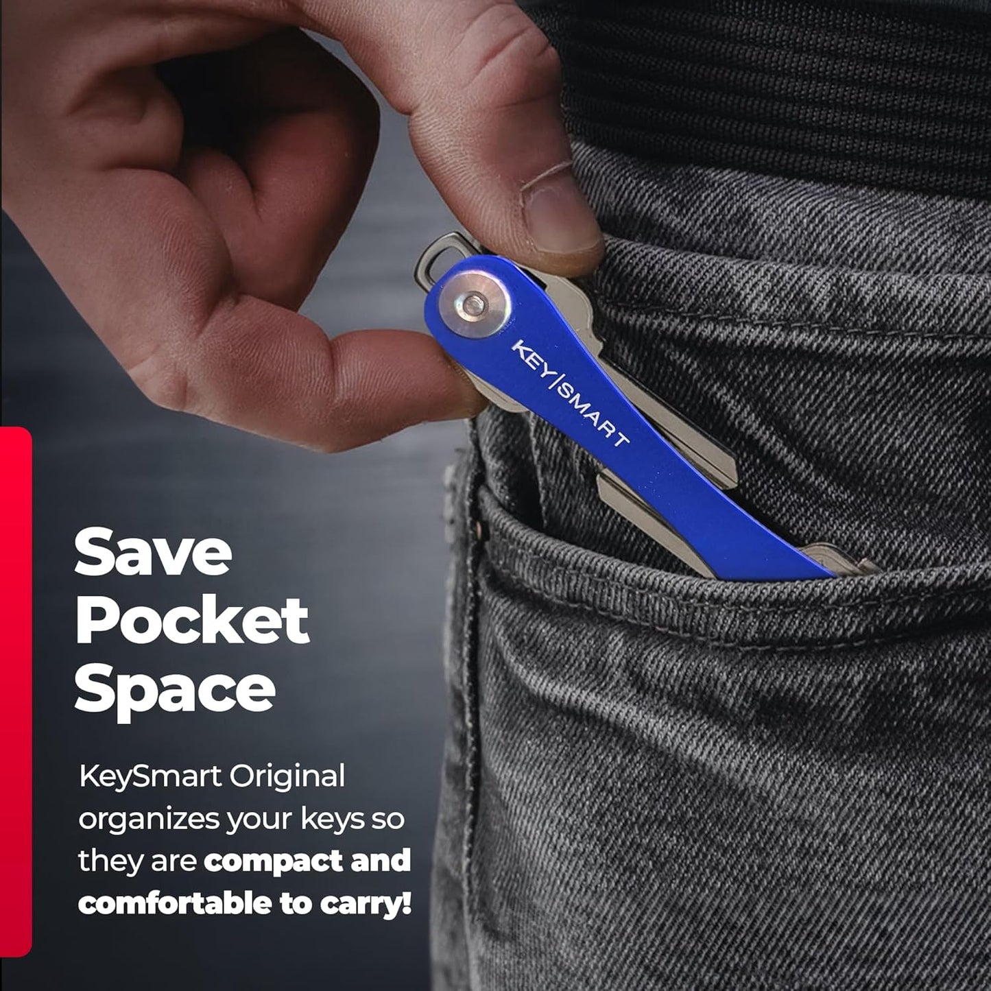KEYSMART Key Holder for Keychain - Compact Key Organizer for Key Chain, Minimalist Clutter-Free EDC Keychains, Key Ring for Car Fobs Key Chains, Expandable (Up to 14 Keys, Blue)