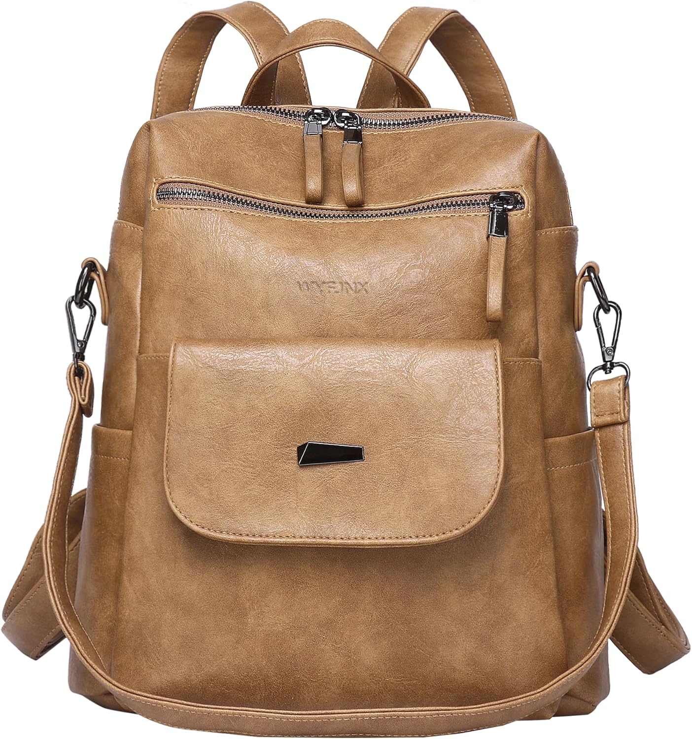 PU Leather Backpack Purse for Women Fashion Multipurpose Design Handbag Ladies Shoulder Bags Travel Backpack Camel