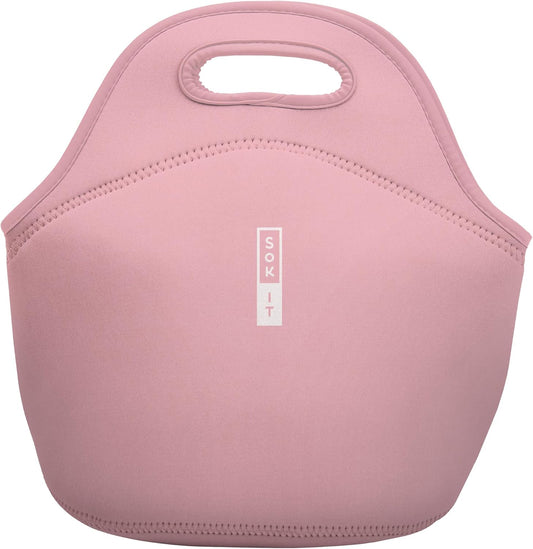 Sok It LunchTote Zippered Bag Insulated Neoprene Caddy (Millennial Pink, Large 4.5 Quart Lunch Tote)