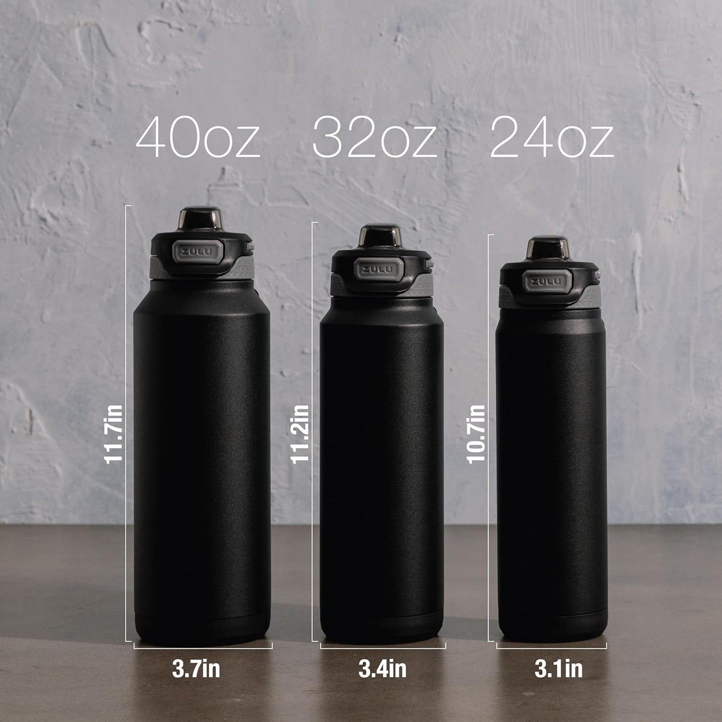 ZULU Powerfill Pro 32oz Stainless Steel Water Bottle with Quick Fill Lid, Triple Walled Vacuum Insulated Metal, Leak Proof Locking Lid, Sip and Chug, Reusable BPA Free, Black