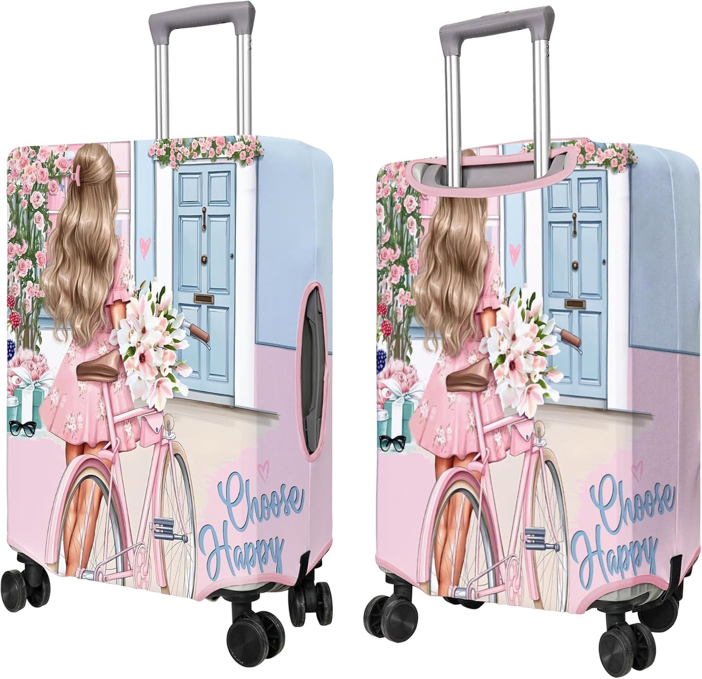 Travel Luggage Cover Suitcase Protector Fits 18-32 Inch Wheel Covers PatternedTravel Related Items Flower Luggage Protector Elastic M