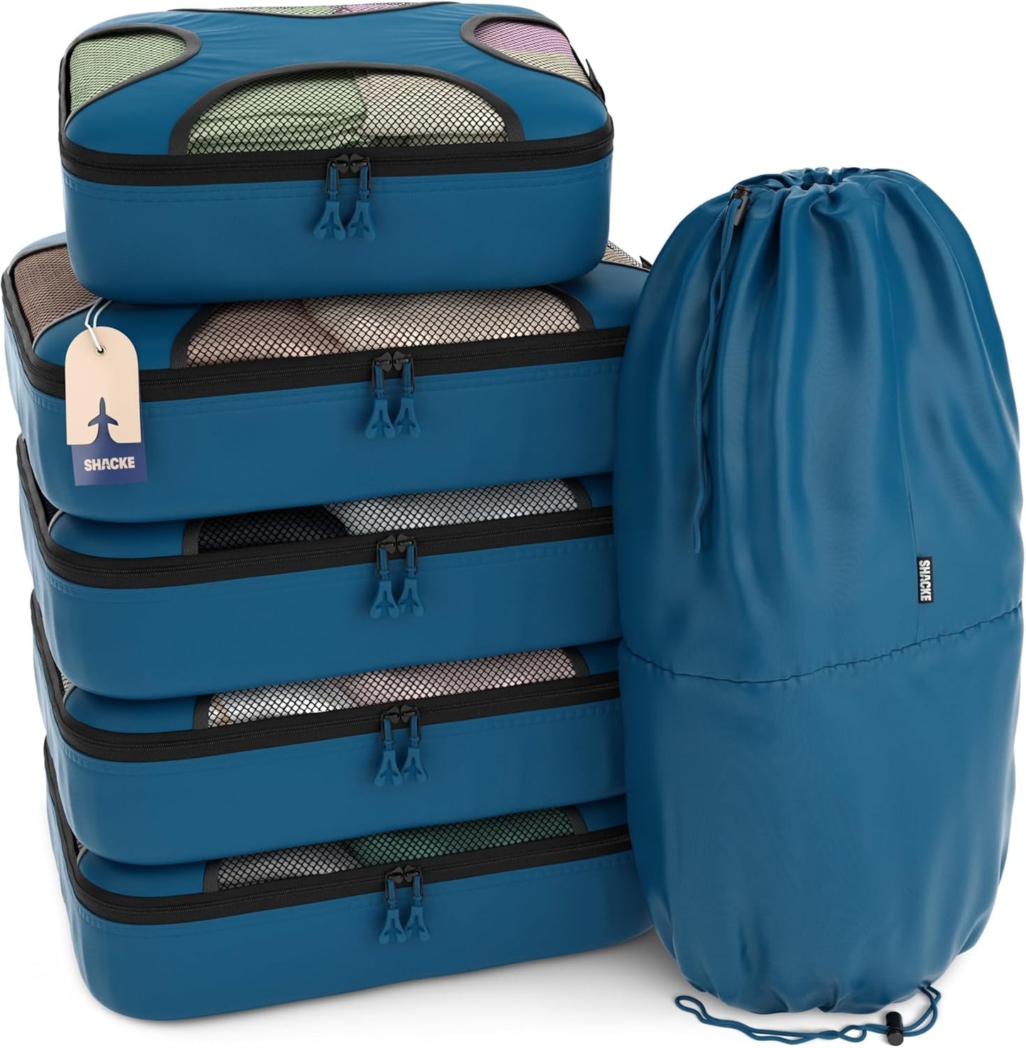 Shacke 6 Set Packing Cubes for Travel - Compression Packing Bags/Travel Organizer - Luggage Organizer Bags for Traveling - Travel Essentials for Women - Cruise Must Haves Packing List
