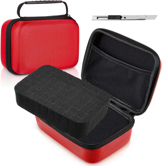 EVA Hard Case with Customizable Foam Protective EVA Carrying Case Shockproof Outdoor for Camera, Digital Products, Electronic Instruments with Knife(Red,11 x 7.8 x 4.3 Inch)