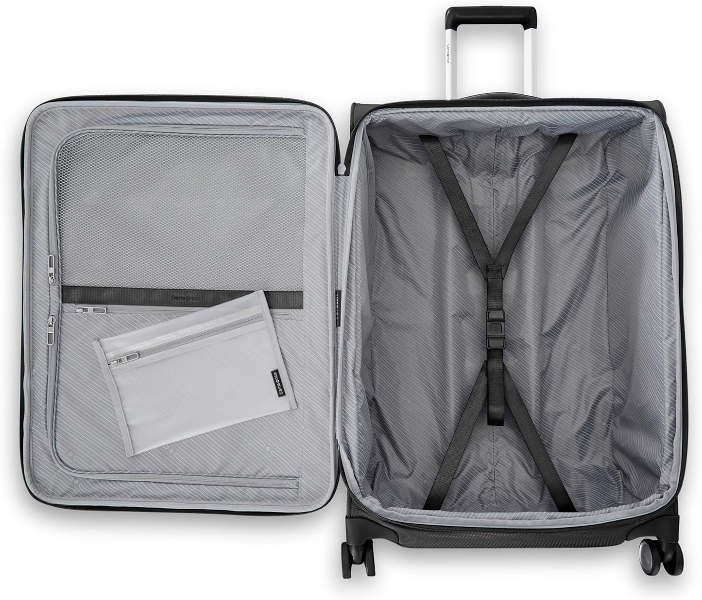 Samsonite UpLIFT 25" Lightweight Softside Luggage with Spinner Wheels - Expandable, Medium Checked - Airline-Approved, Polyester Soft Suitcase for Ultra Light Travel - Black