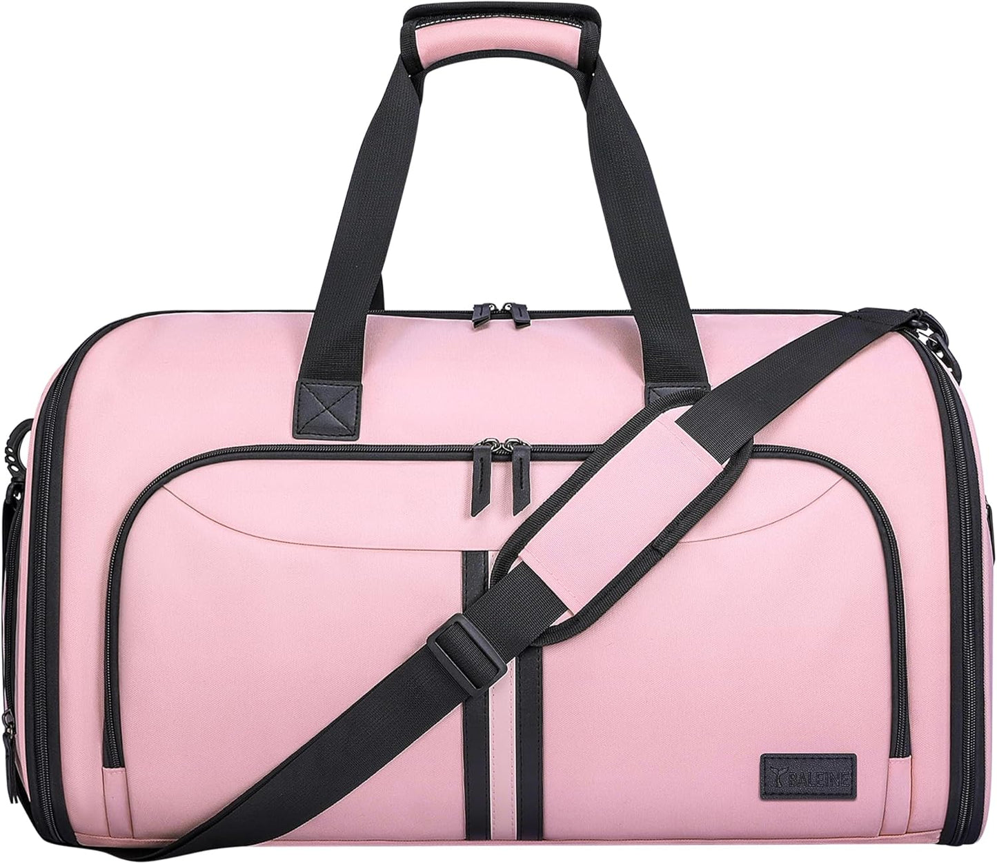 BALEINE Convertible Garment Bag with Shoe Compartment, 2 in 1 Carry on Garment Duffle Bags for Travel, Suit Bag for Men Women (Pink)