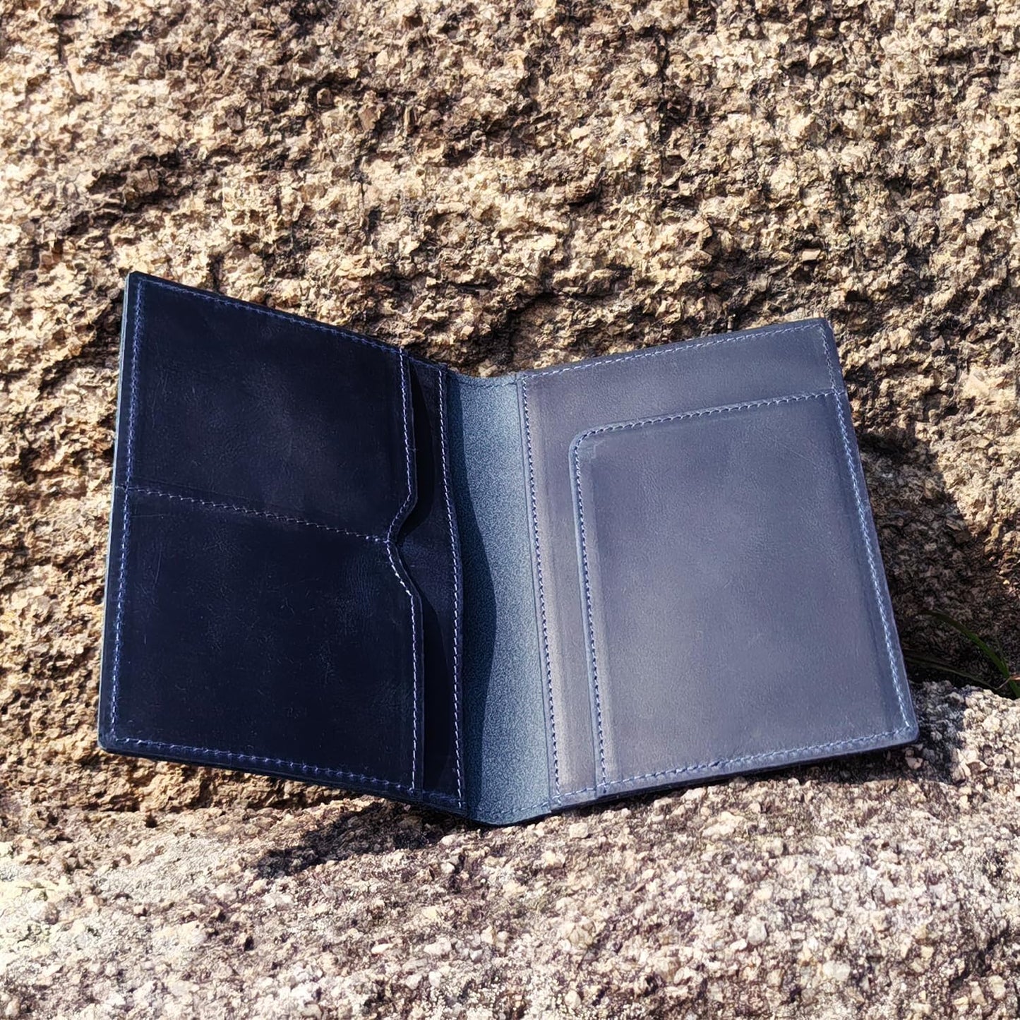 STAR VISTA Albatross Leather Travel Passport Holder, Minimalist Design, Full Grain Leather Case for Women and Men - Slim Passport Wallet, Bifold, RFID Blocking, Navy Blue