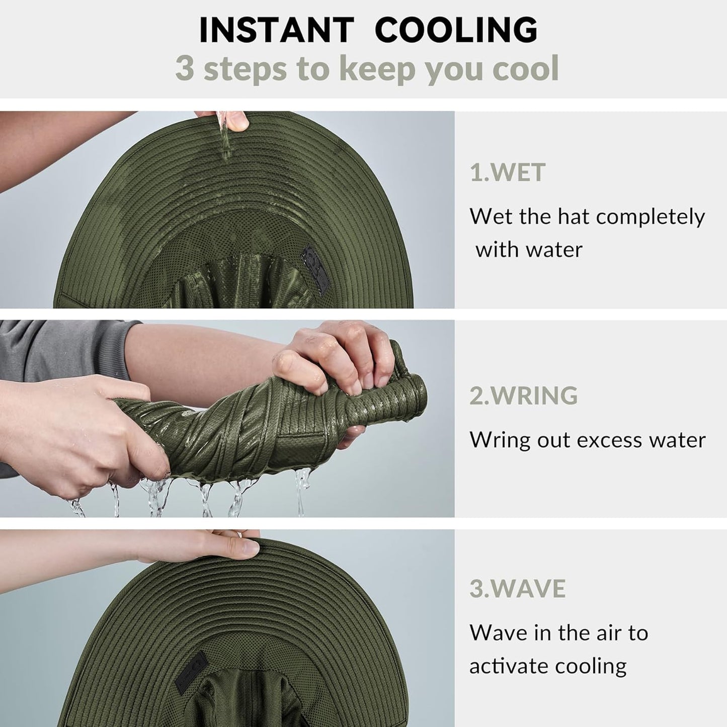 Sukeen Cooling Sun Hat for Men Women UPF50+ Wide Brim Fishing Hat with Neck Flap Adjustable Foldable Bucket Hat for Hiking