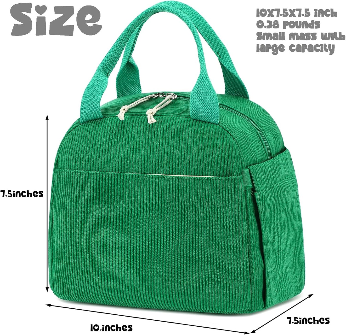 Bluboon Lunch Bag for Women Men Cute Corduroy Lunch Tote Bags Reusable Insulated Lunch Box Large Capacity Reusable Insulated Cooler for Work Picnic or Travel