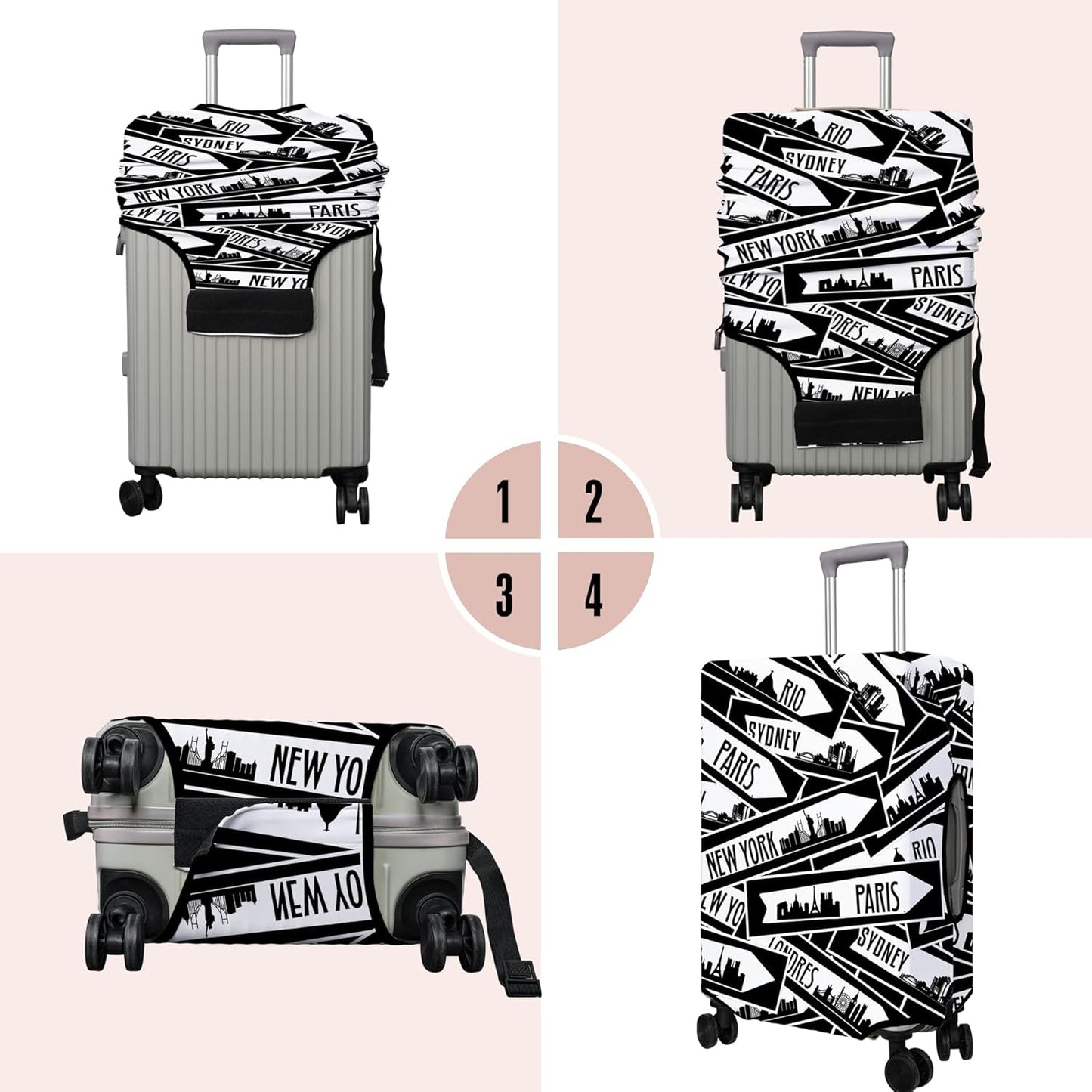Travel Luggage Cover Suitcase Protector Fits 18-32 Inch Wheel Covers PatternedTravel Related Items Flower Luggage Protector Elastic M