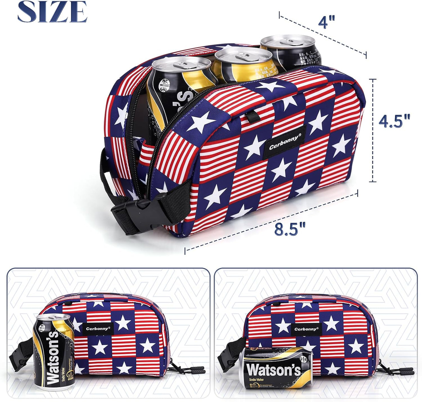 Cerbonny Small Cooler Bag Freezable Lunch Bag for Work School Travel, Leak-proof Insulated Eco-friendly Lunch Bag, 2.5L, Flag