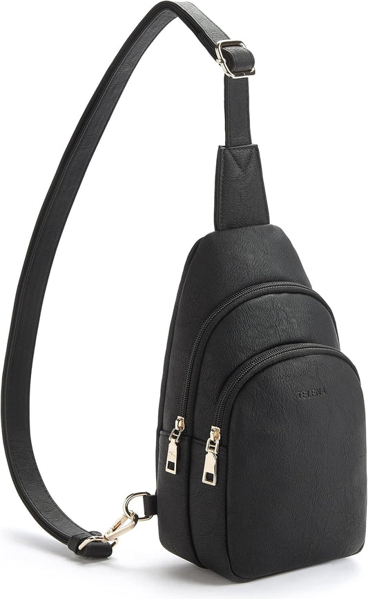 Telena Small Sling Bag for Women Leather Crossbody Fanny Packs Chest Bag for Women