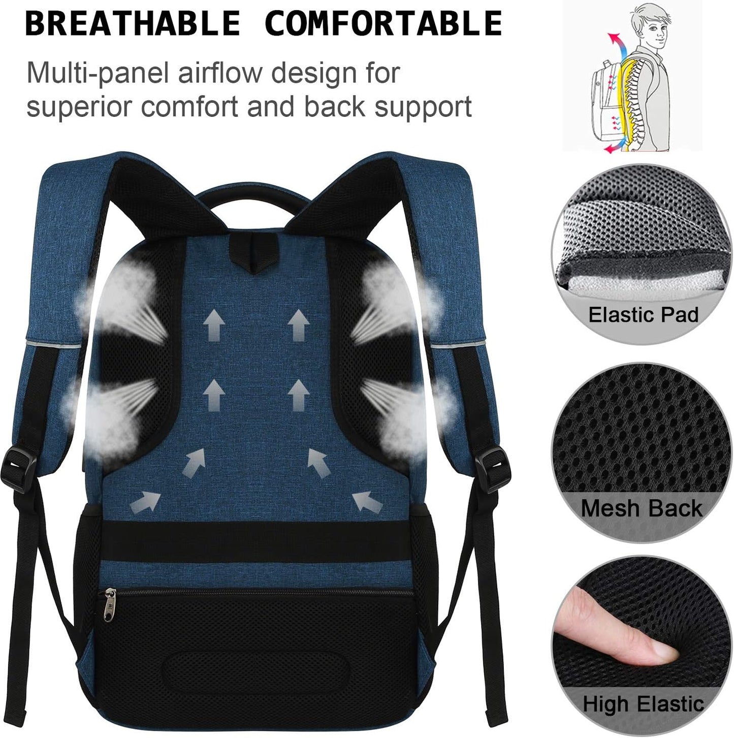 Laptop Backpack,Business Travel Anti Theft Slim Durable Laptops Backpack with USB Charging Port,Water Resistant College Computer Bag for Women & Men Fits 15.6 Inch Laptop and Notebook - Blue