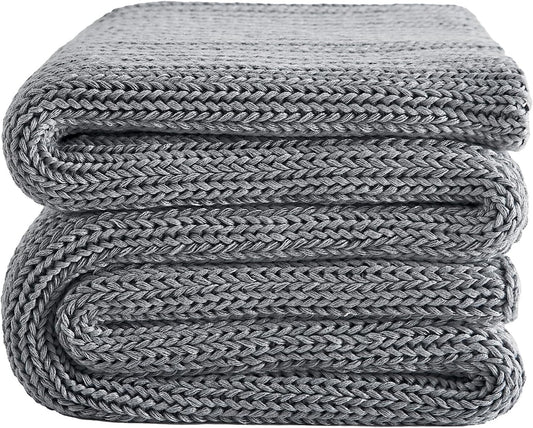 L'AGRATY Knitted Weighted Blanket - 48"x72" 20lbs Cooling Chunky Knit Heavy Blanket for Adults Braided Crochet Throw Thick Cable Yarn Knit Decorative No Beads Evenly Weighted Machine Washable