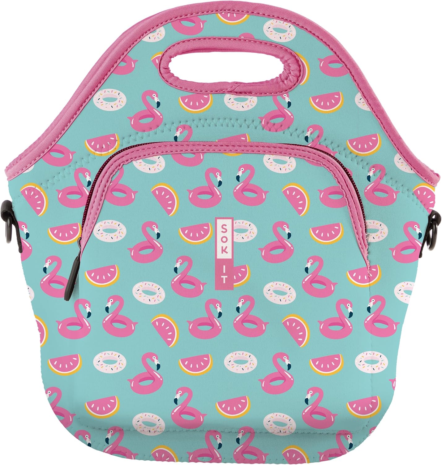Sok It LunchTote Zippered Bag Insulated Neoprene Caddy (Poolside Perfection, X-Large 6.5 Quart Lunch Tote)