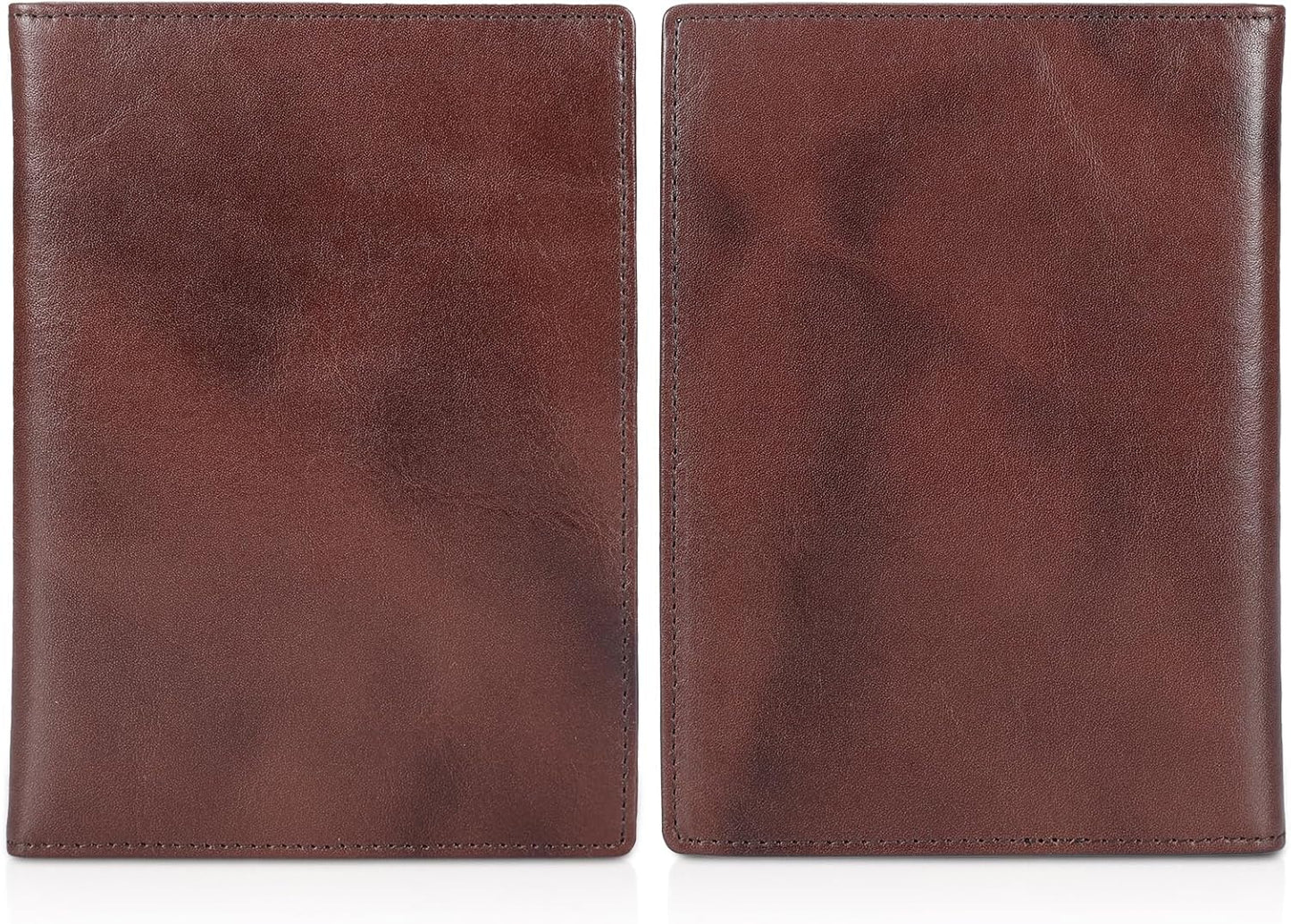 Polare Full Grain Leather Passport Holder RFID Blocking Travel Bifold Wallet Passport Holders 2 Passports (Coffee)