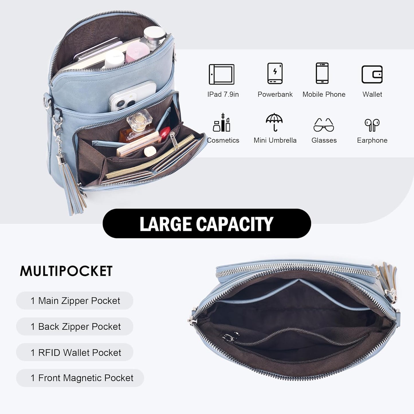 Crossbody Purse for Women,Lightweight Medium Crossbody Bag Soft Leather Women's Shoulder Handbags with Tassel