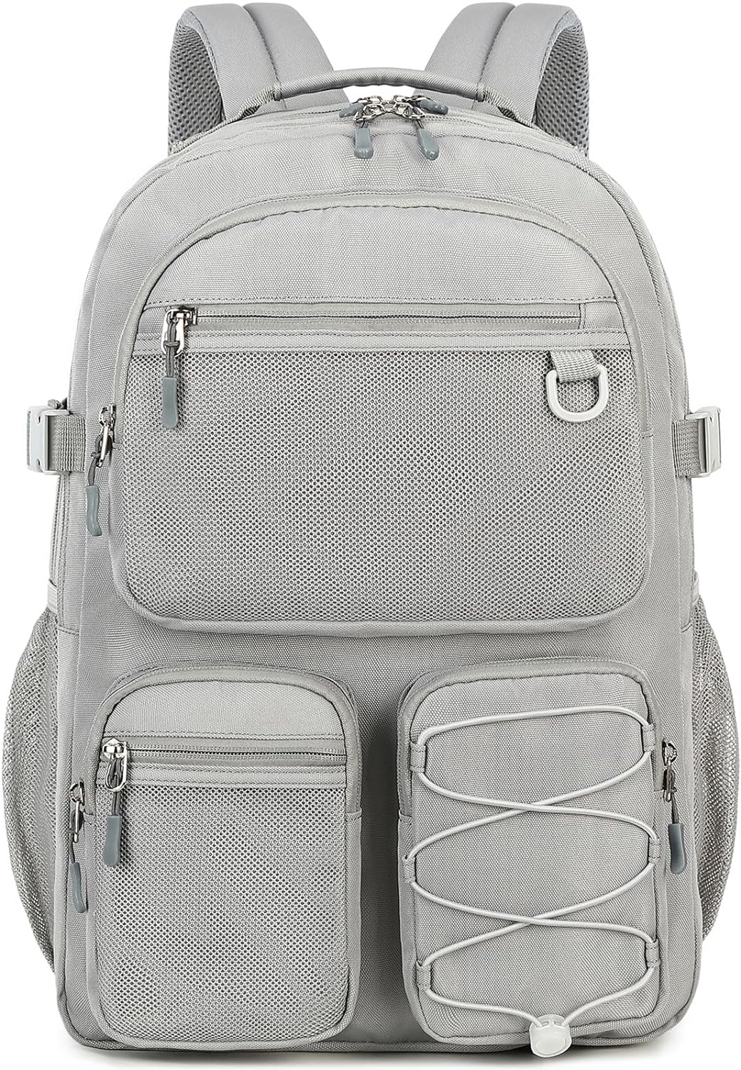 Lohol Water Resistant Daypack with Mulitiple Pockets for School Travel Outdoor College, 15.6 inch Laptop Backpack for Men and Women (Grey)