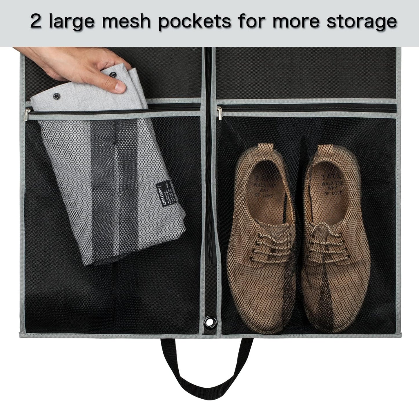 Zilink Long Garment Bags for Dresses Coat Bags for Travel and Storage 60 inches Gusseted Suit Cover Protector for with 2 Large Mesh Pockets and 2 Carry Handles for Suit Coat, Dress, Tuxedos Set of 2