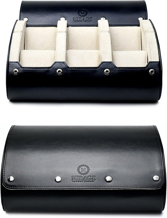 M Mirage Luxury Travel 6 watch display case organizer - Jade Black & Ivory White