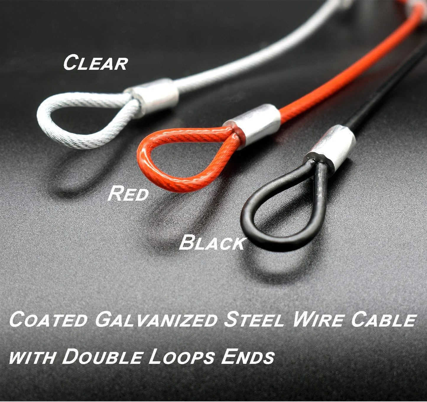 15 pcs 7.9 inch(20cm) 3mm Thickness Stainless Steel Wire Cable with Loops Vinyl Cover Coated Short Rope Lanyard Lock Safety Tether Chains,Clear