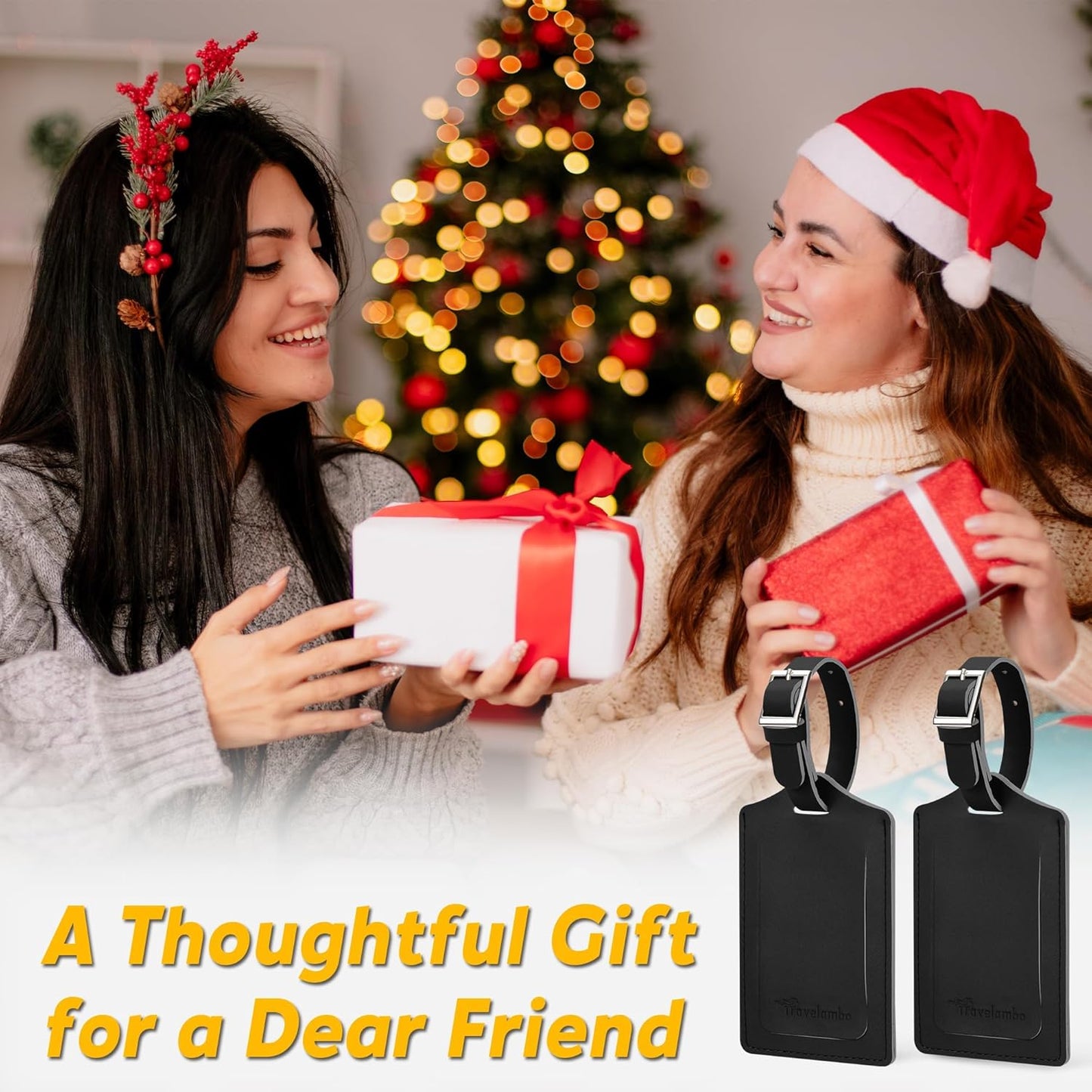 Travelambo Luggage Tags for Suitcases Faux Leather Privacy Protection 12 Pack Bag Tags Travel Accessories Essential, Black