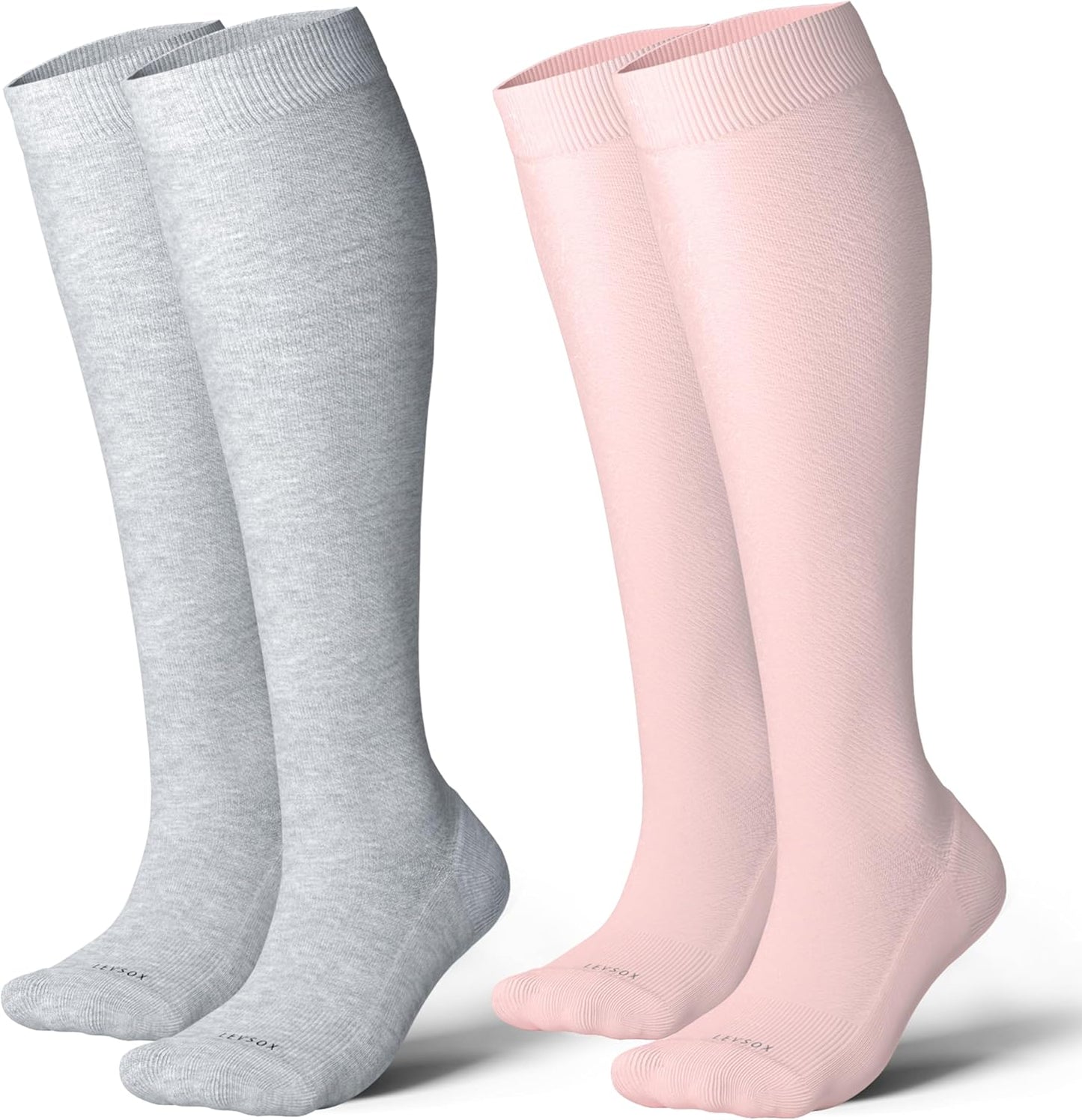 LEVSOX Thick Cotton Compression Socks for Women&Men 20-30mmHg Knee High Cute Support Sock for Nurses, Pregnancy, Travel