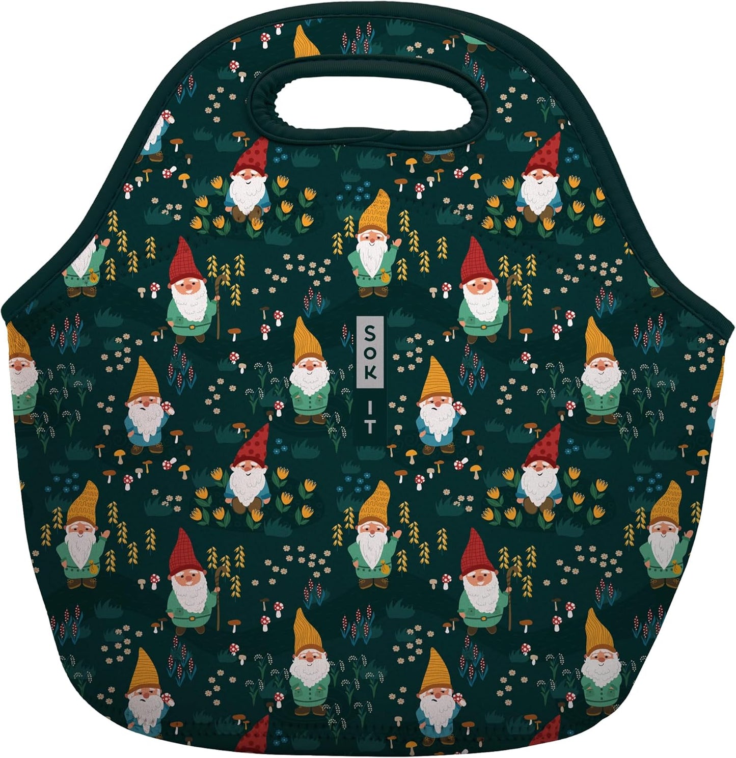 Sok It LunchTote Zippered Bag Insulated Neoprene Caddy (Rollin' with my Gnomies, Large 4.5 Quart Lunch Tote)