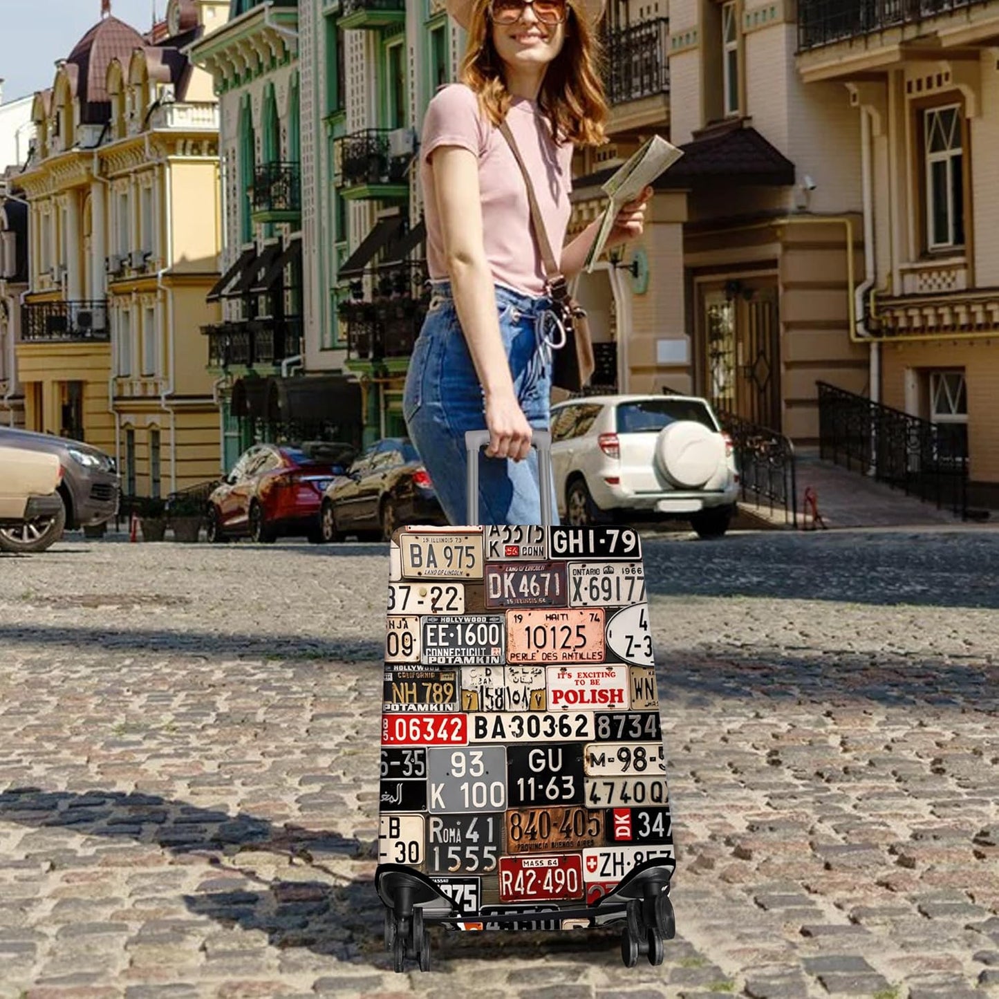 Travel Luggage Cover Suitcase Protector Fits 18-32 Inch Wheel Covers PatternedTravel Related Items Flower Luggage Protector Elastic M