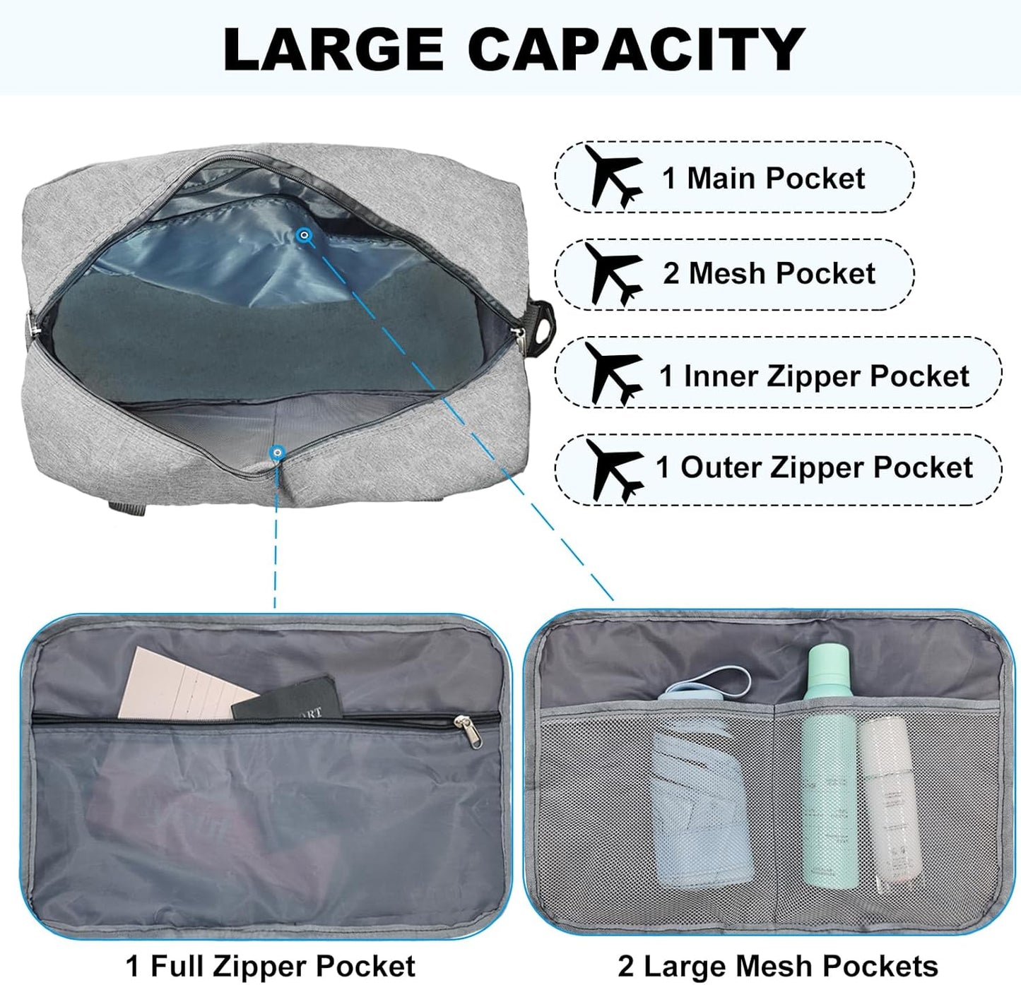 For Spirit Airlines Personal Item Bag 18x14x8 in Underseat Carry-on Luggage foldable Travel Duffle Bag for Airplanes(30L, Dark Grey)