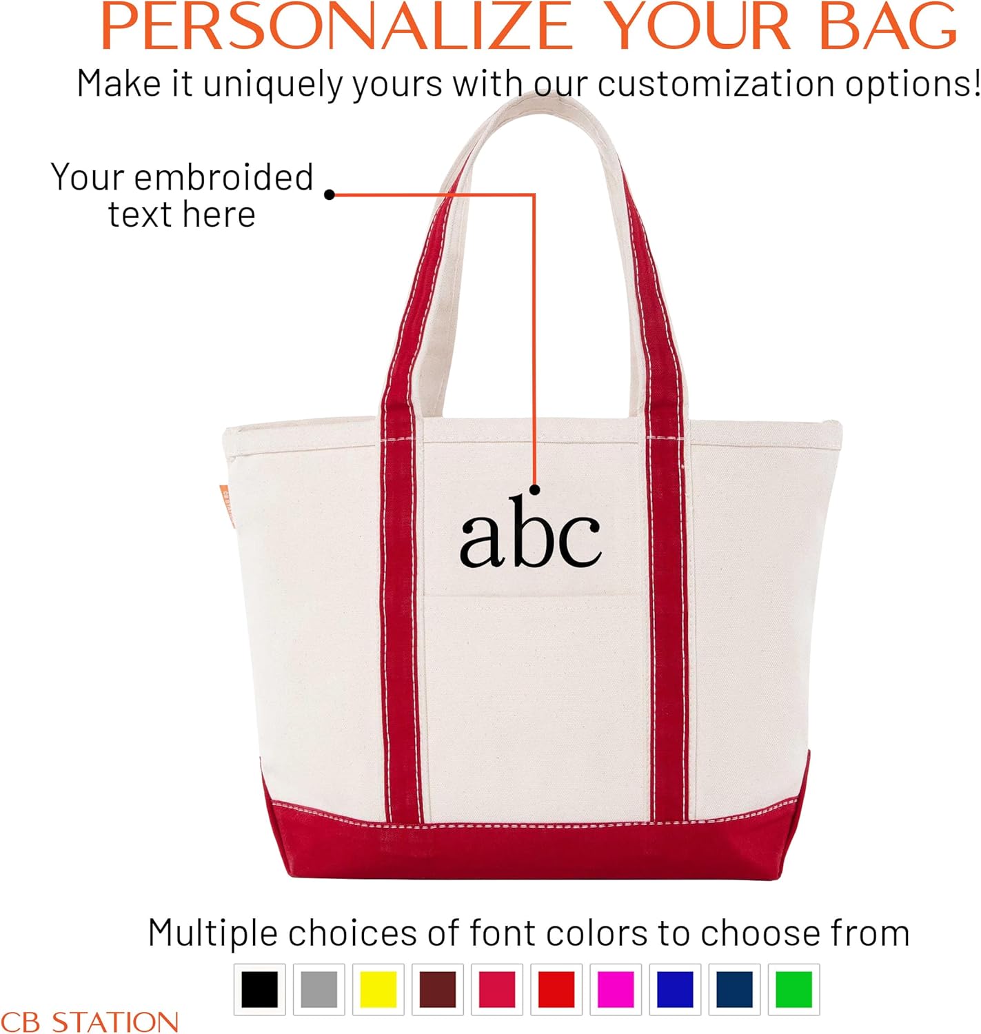 CB STATION Medium Classic Canvas Tote Bag for Women, Top Zipper Closure, Outer Pocket, Daily Essentials, Groceries, Traveling