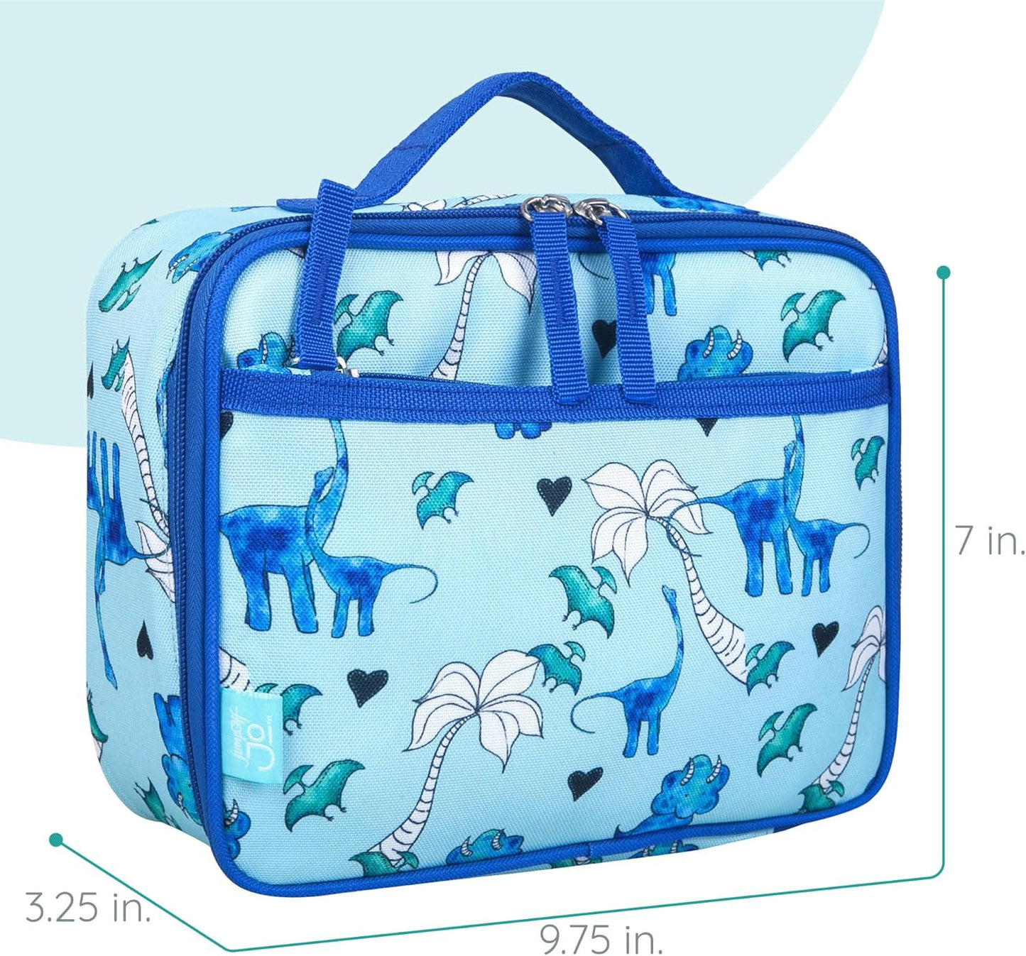 Wildkin JumpOff Jo Insulated Lunch Box – Durable, Reusable for Kids – Blue Dino