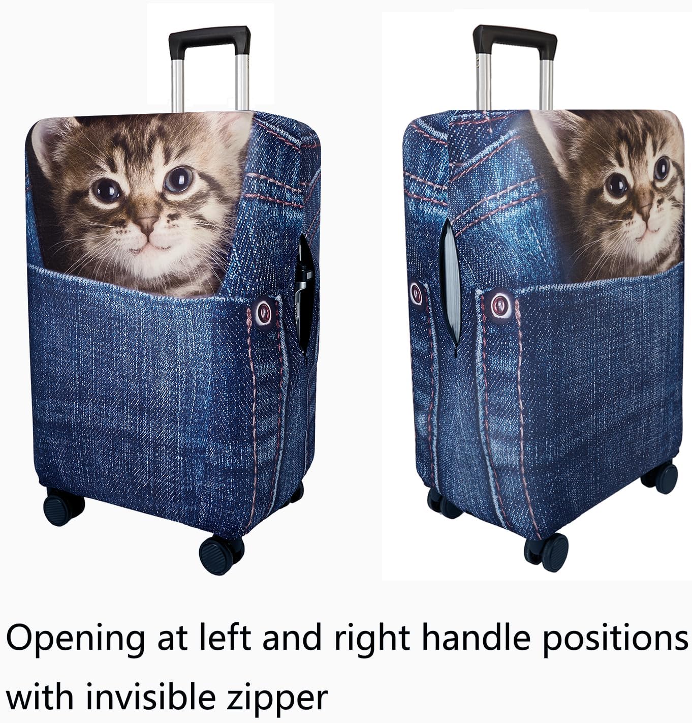 WUJIAONIAO Travel Luggage Cover Baggage Suitcase Protector Fit for 18-32 Inch Luggage (L (for 25-28 inch luggage), Cat B)