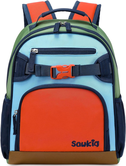 Cute Mini Toddler Backpacks for Boys 2-4 Little Kids Backpack Preschool Bookbag (Orange Blue)