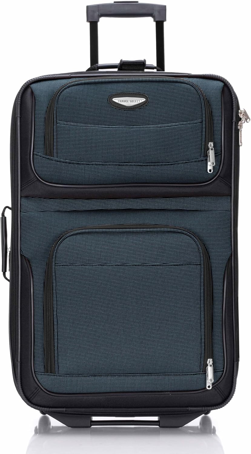 Travel Select Amsterdam 25-Inch Softside Expandable Rolling Upright Luggage, Lightweight 2-Wheel Suitcase with Push-Button Handle, Navy