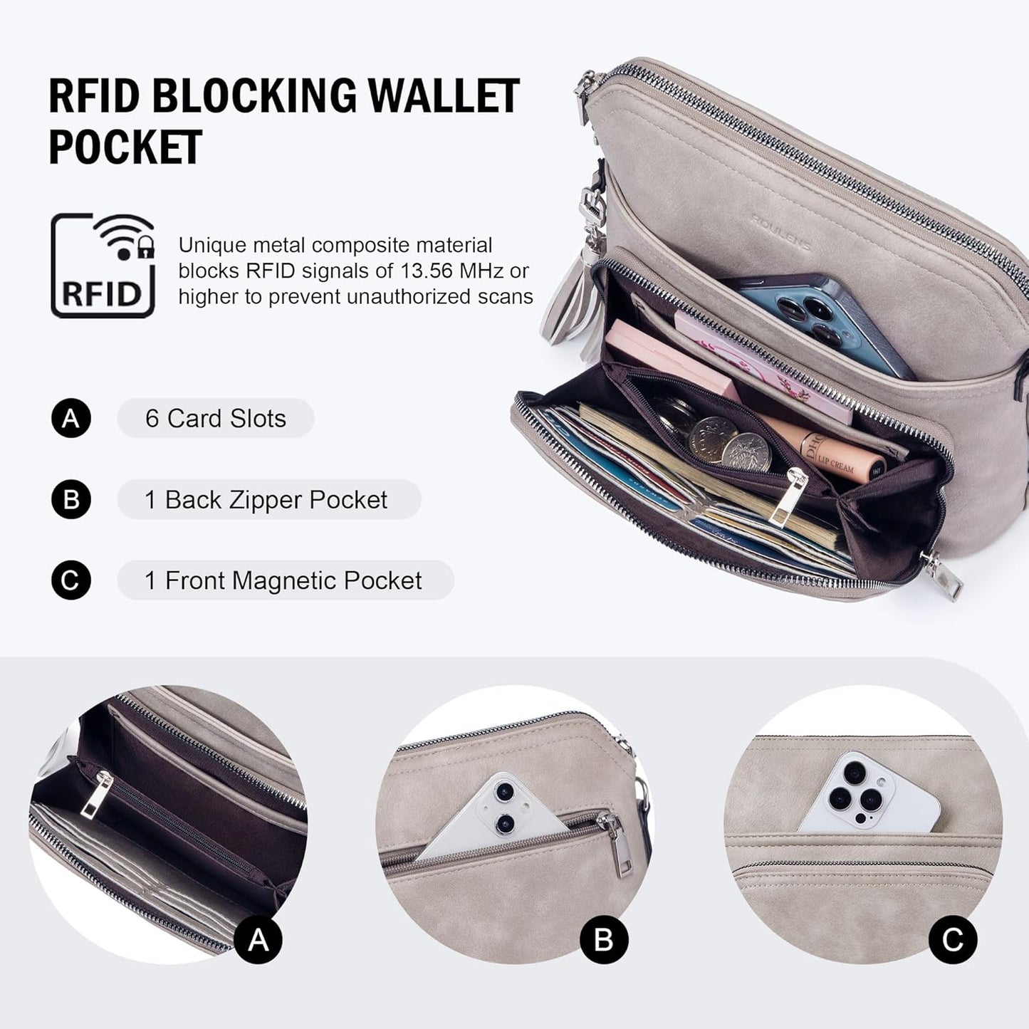Crossbody Purse for Women,Lightweight Medium Crossbody Bag Soft Leather Women's Shoulder Handbags with Tassel
