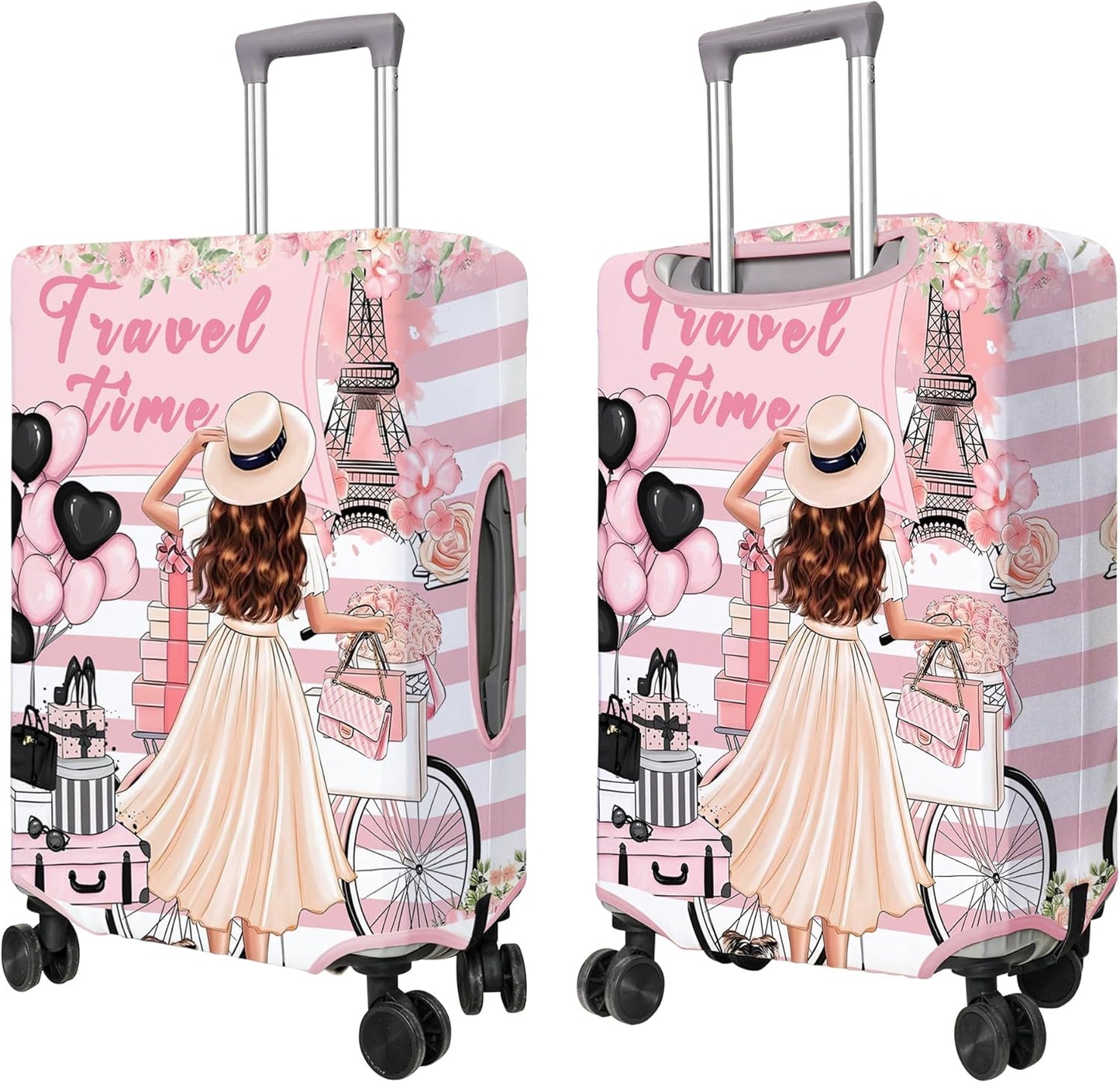 Travel Luggage Cover Suitcase Protector Fits 18-32 Inch Wheel Covers PatternedTravel Related Items Flower Luggage Protector Elastic L