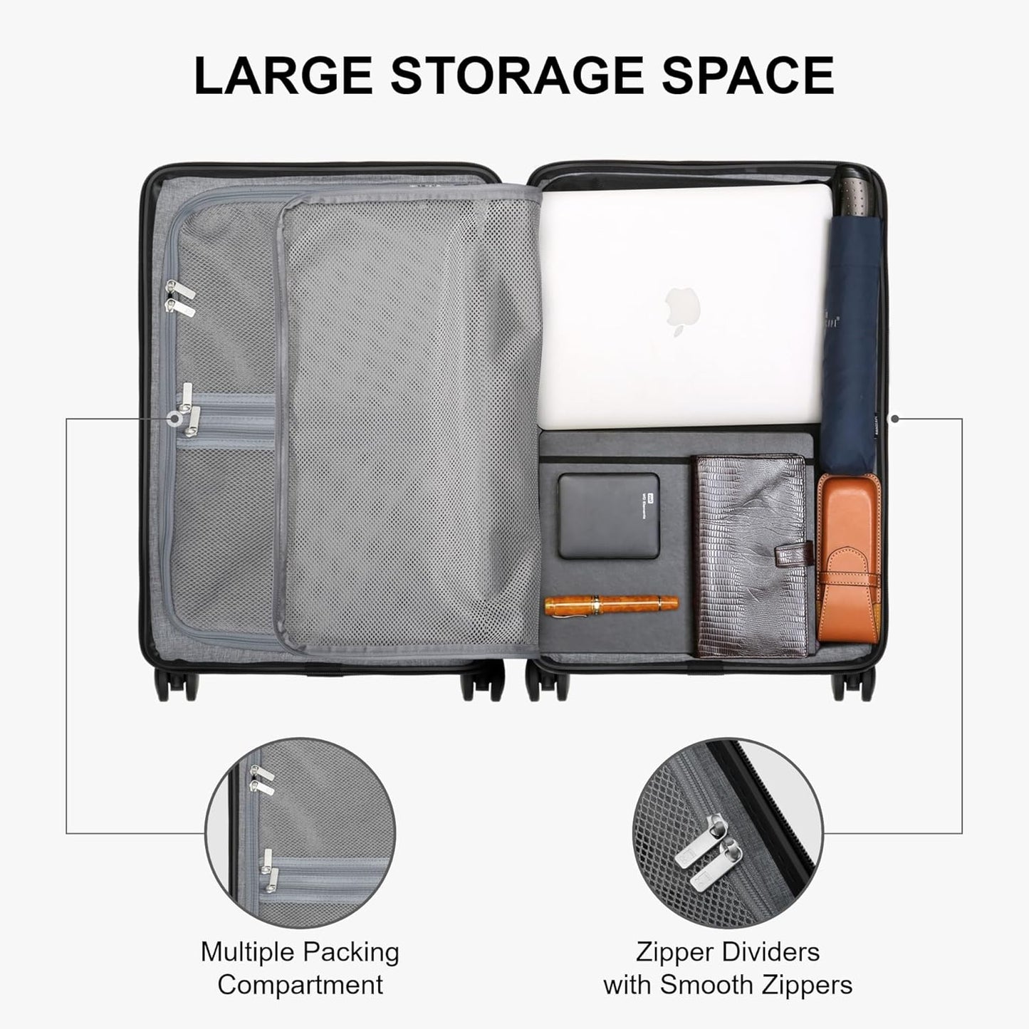 LEVEL8 Elegance Carry-on Suitcase, 20 Inch Carry on Luggage, Hardside Large Suitcases with Wheels, Tavel Bag with Tsa Lock, Light Blue