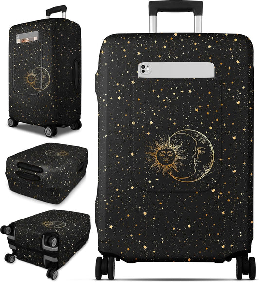 Slohif Luggage Cover for Suitcase Tsa Approved Protector - Luggage Sleeve Large Suit Case Cover Travel Stretch Baggage Case Protective Washable Fit 26-28 Inch Sun M