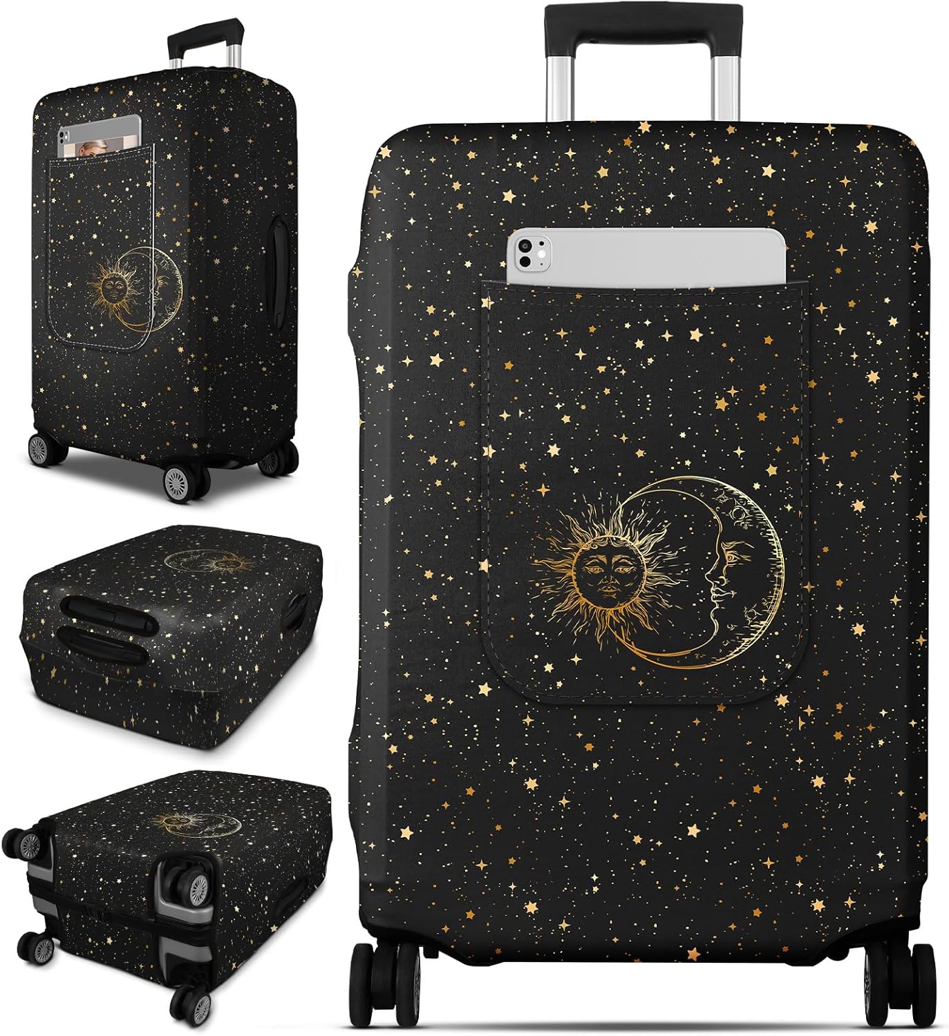 Slohif Luggage Cover for Suitcase Tsa Approved Protector - Luggage Sleeve Large Suit Case Cover Travel Stretch Baggage Case Protective Washable Fit 22-24 Inch Sun S